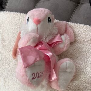 Soft Pink Bunny Plush Toy with Ribbon